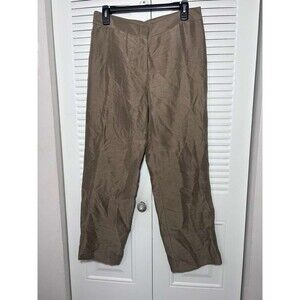 Eileen Fisher Wide Leg Silk Pants Women Medium Petite Brown Trousers